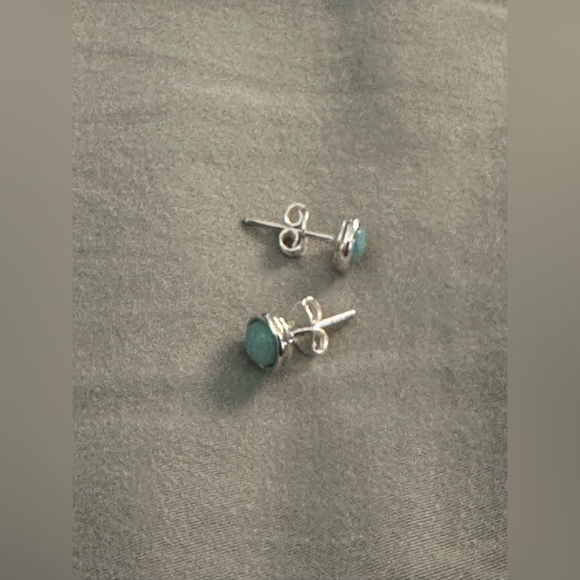 Petite Amazonite Earrings in Sterling Silver - Picture 2 of 4